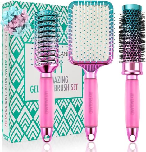 Lily England Professional Hair Brush Set: Ideal Hairbrush Gift Set for Women and Teens.