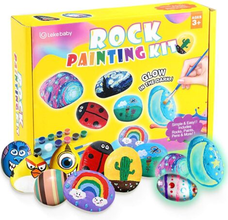 Lekebaby Rock Painting Kit – Creative Arts & Crafts for Kids, Ages 3-12 Years.