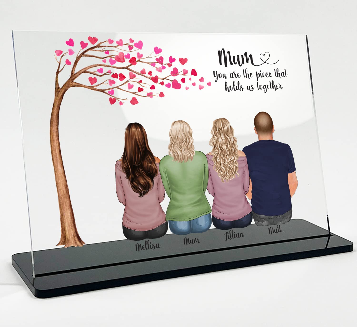 Mum Gift, Personalised Gift for Mum, Christmas gift for Mum, Mum Birthday gift, Gift from Daughter, Portrait Illustration, Custom Acrylic Plaque