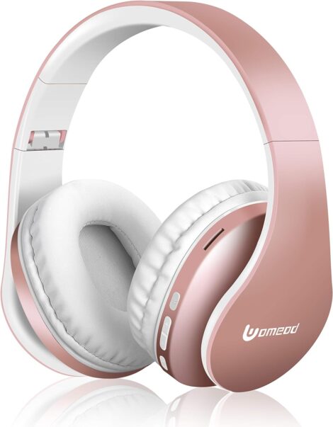 Compact Bluetooth headphones with mic, SD card slot, FM function, comfy earmuffs; ideal for phones, PCs, kids, and travel.