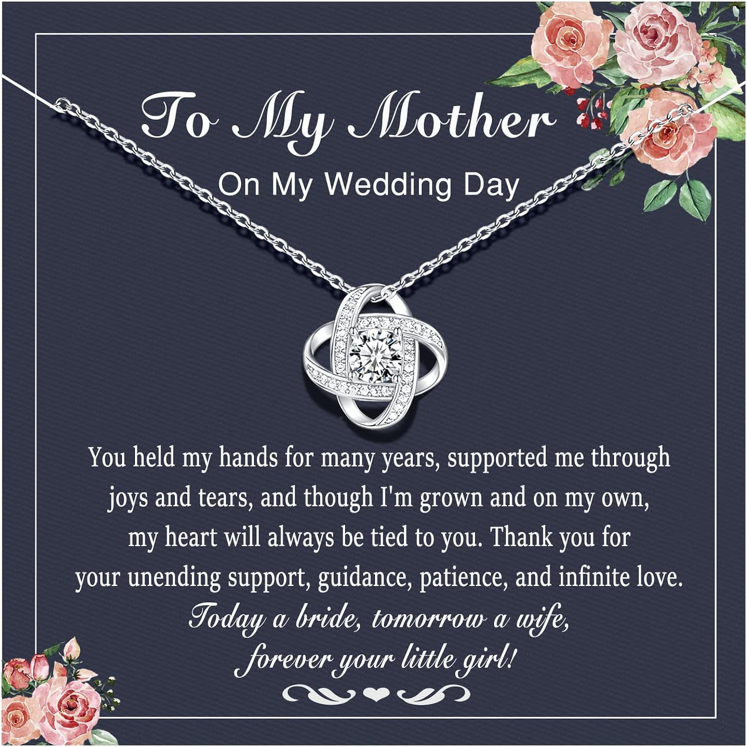 D Dongjiangjin Gift Wedding Gifts for Mum, Mother of the Bride, Mother of the Groom, Love Knot Necklace for Mum Mothers Day Birthday Gifts