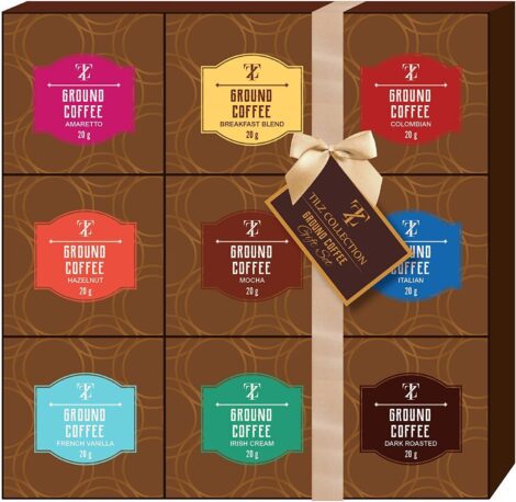 Coffee Lovers Gift Set: 9 Assorted Gourmet Flavours, including Dark Roast, French Vanilla, and Mocha. Perfect for Men and Women.