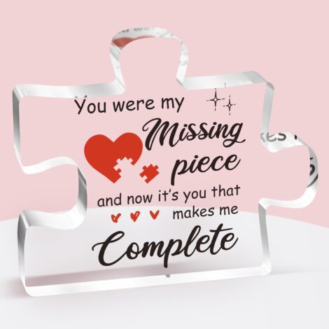 Romantic Puzzle-Shaped Plaque for Anniversaries, Girlfriend, or Expressing Love, 3.9×3.3inch.