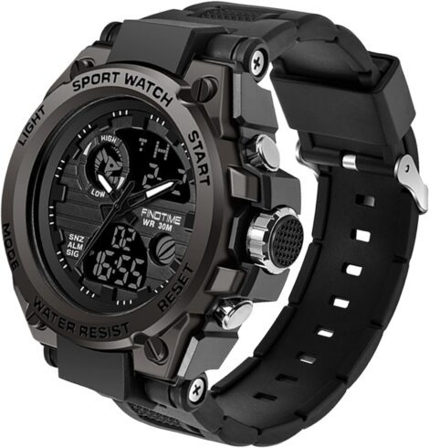 Shortened Product Name: Waterproof Tactical Watches for Men, LED Stopwatch, Survival Alarm Clock