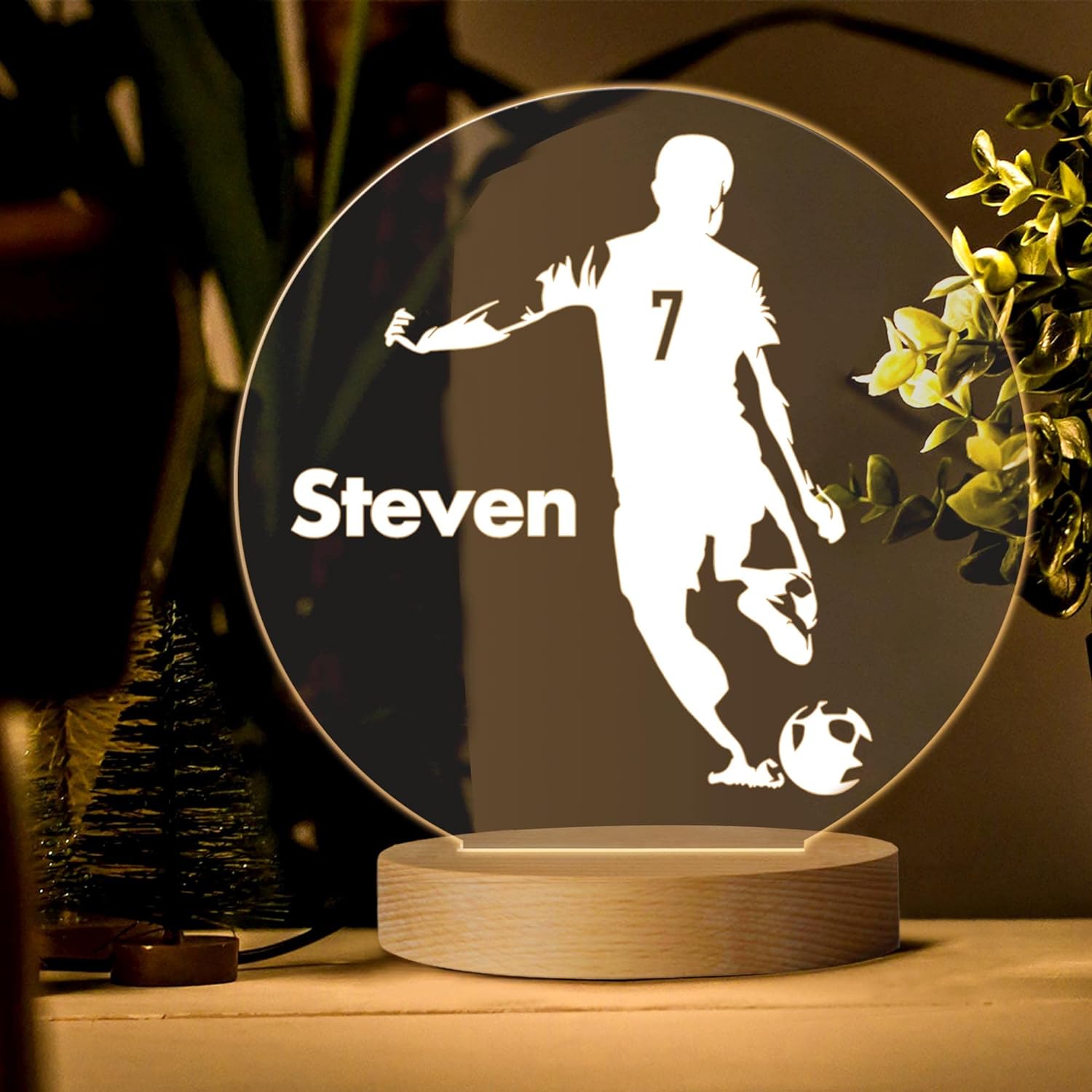 EDSG Football Gifts for Boys Personalised LED Night Light Lamp Gifts from Father Mother Friends Dad Mum Custom Gifts for Child Boy Kids Children (Design 2)