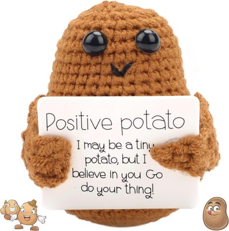 Potato Doll – Positive, Good Luck Pocket Hug Gift: Funny, Motivational Knitted Toy for Friends.