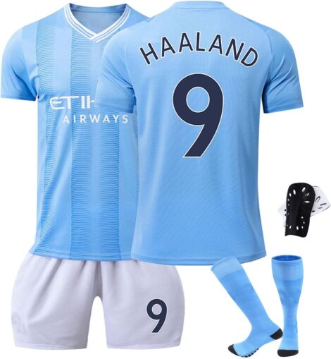 Kids’ Manchester-Cities Football Kits 23/24: Shirt, Shorts, Socks, and Training Suit for Boys/Men