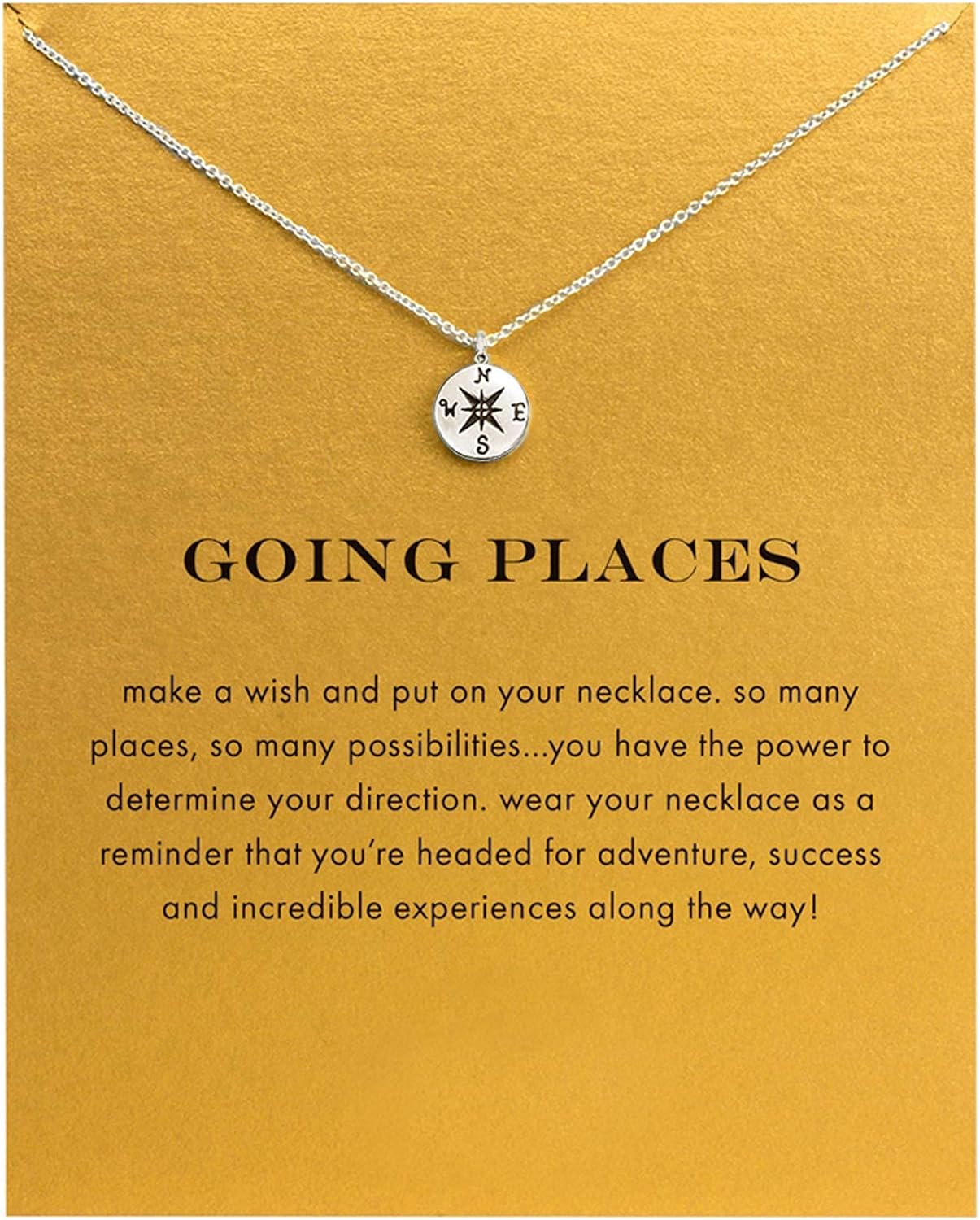 ZYAWP Message Card Interlocking Infinity Circles Pendant Necklace Friendship Compass Chain Dainty Pendant Necklace Meaning Gifts for Women and Sisters