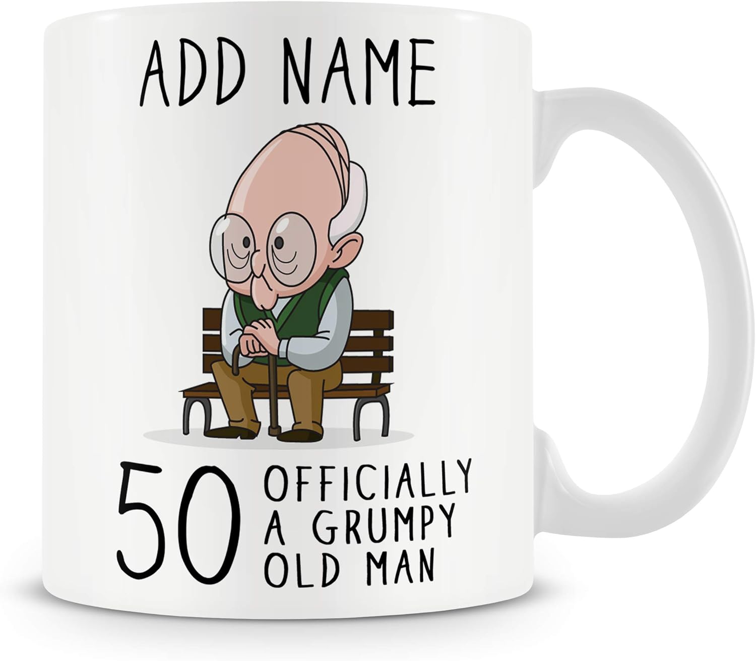 50th Birthday Gift for Grumpy Old Man - Personalised 50 Mug/Cup - Add Name