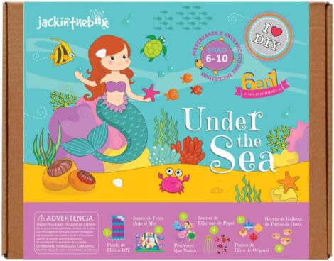 Mermaid-themed craft kit with 6 different crafts-in-1, perfect gift for girls ages 6 to 10 years.