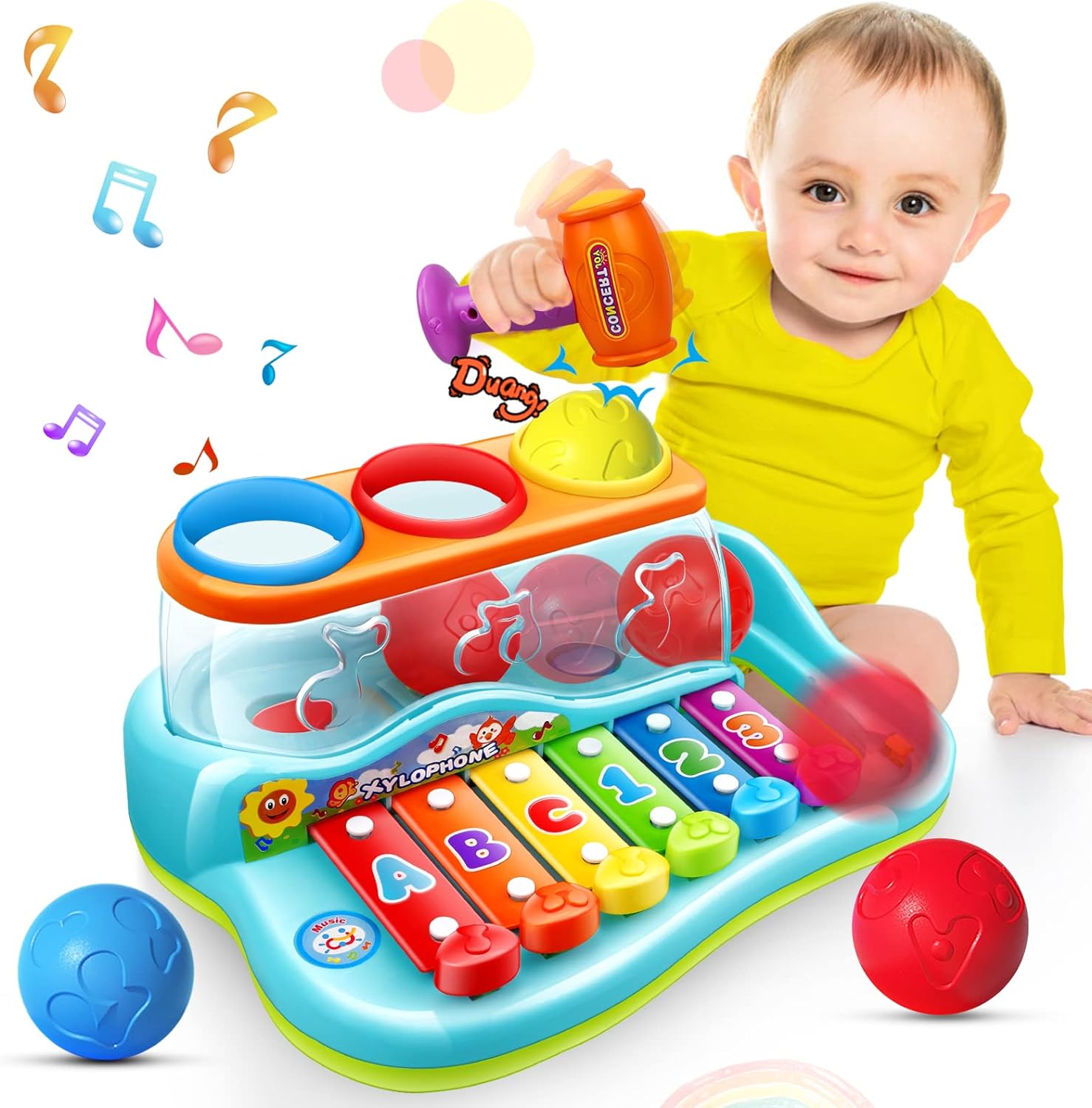 Baby Toys for 1 Year Old Boys Girls,Christmas Birthday Xylophone Toys Gifts for 6 12 18 Months Child, Early Educational Pound & Tap Hammering for Age 2 3+ Year Old Kids