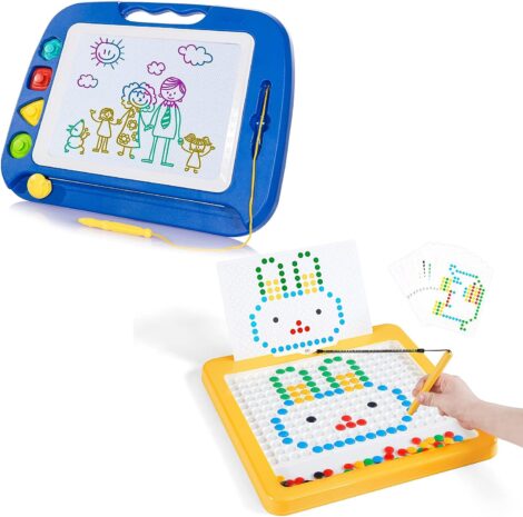 SGILE Magnetic Drawing Board, 2 Pack, Magnetic Dots Doodle Pad – Art Toys for Kids, Age 3-5.