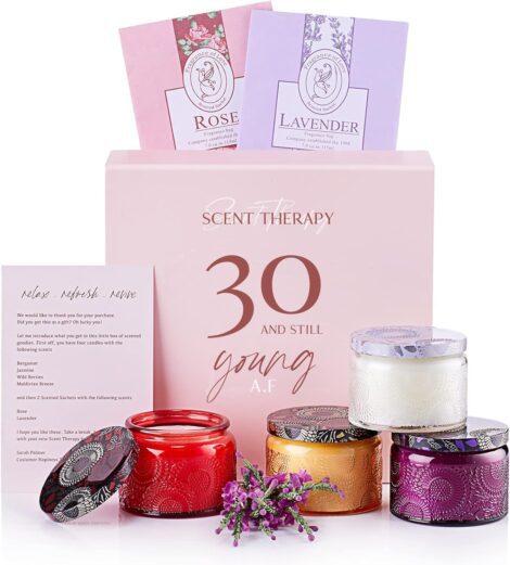 30th Birthday Gifts for Her – Candles, Presents for Mom, Best Friend, Anniversary, Retirement.