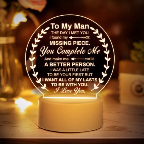 Engraved Acrylic Night Light: Romantic Gifts for Him on Special Occasions