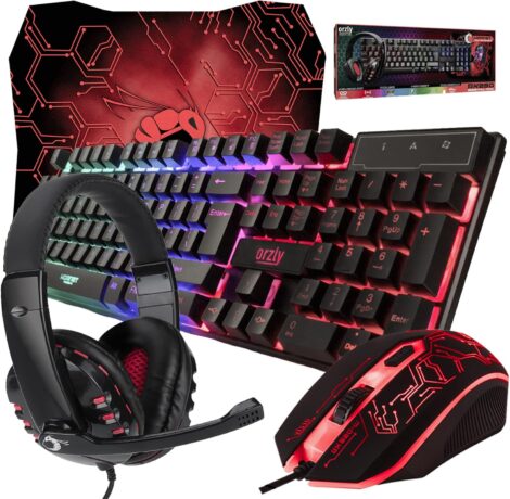 PC Gamers Bundle with Gaming Keyboard, Mouse, Mousepad, and Headset – Hornet RX-250 Gift Box