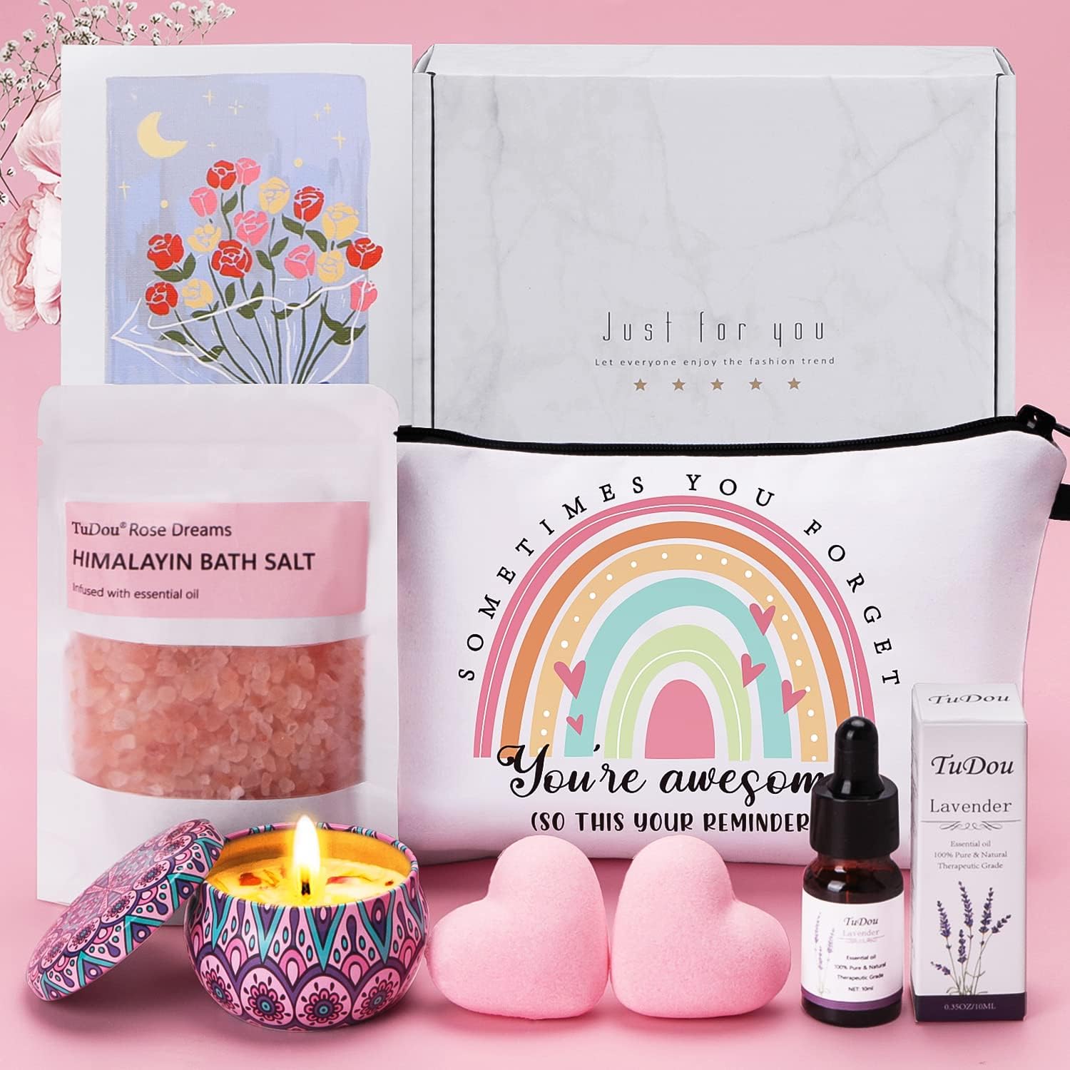 Birthday Pamper Gifts for Women, Unique Relaxation Self Care Package Birthday Hampers for Her, Wellbing Get Well Soon Gifts for Women, Pamper Hampers Birthday Gifts for Mum, Sister, Best Friend, Wife