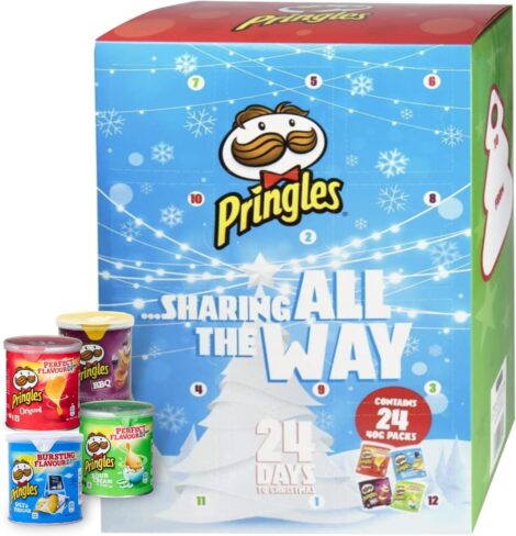 Pringles 2023-24 Advent Calendar: 40g Crisp Christmas Food, 4 types incl. Vegan and Vegetarian flavors.