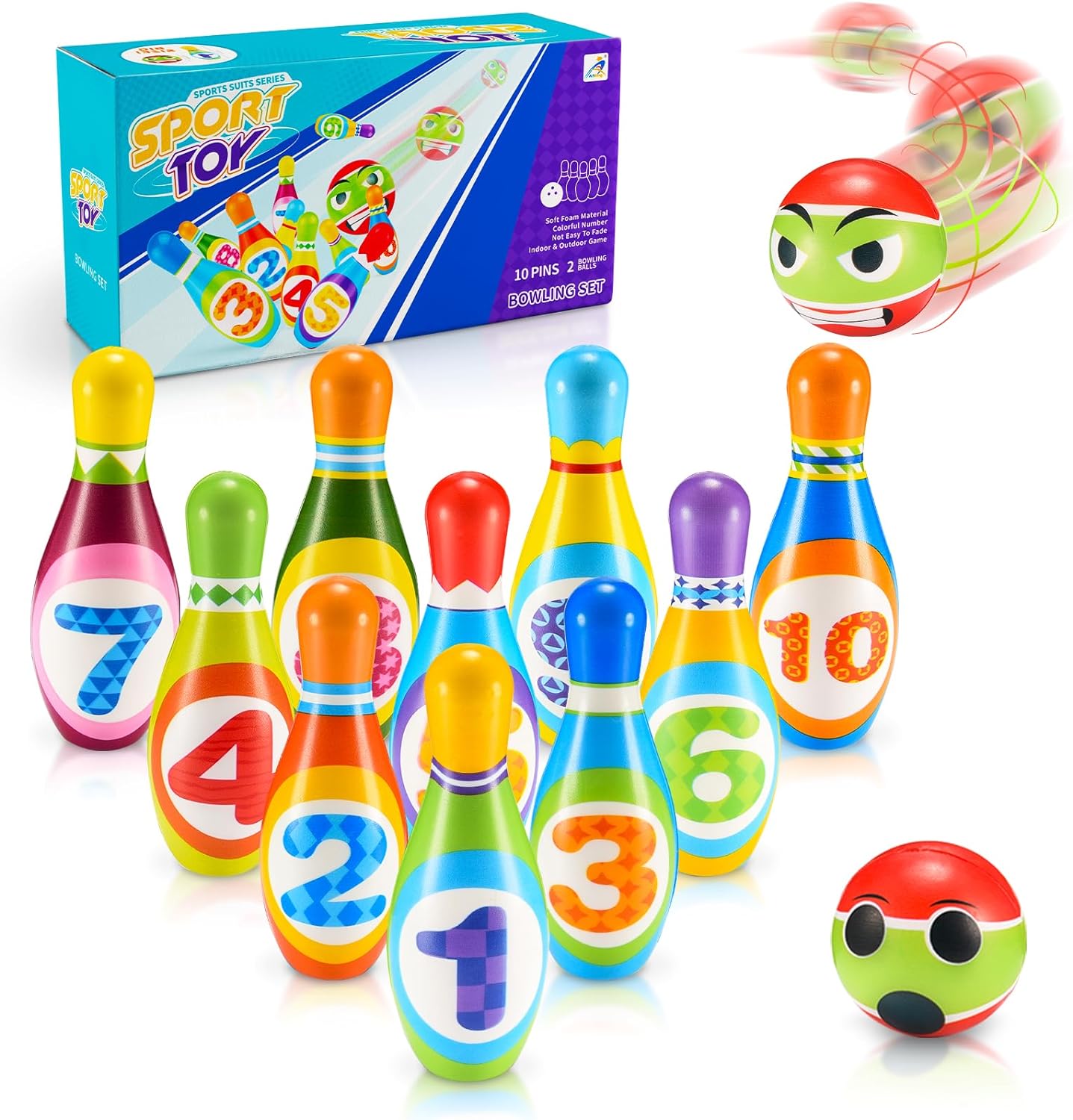 Qukir Bowling Set Kids, Toys for 2 3 4 Year Old Boy Girl Gift for 1-6 Year Olds Boys Toys Age 3-5 Toddler Toys Kids Toys Age 2-6 Outdoor Toy for 1-3 Year Old Learning Toy for 2 Year Old Kid Garden Toy