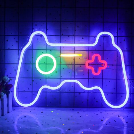 Neon Gaming Signs for Wall Decor – Console Light, USB Powered for Gameroom, Bedroom, Home