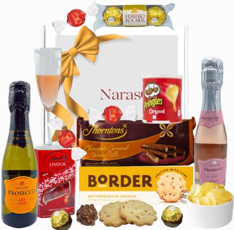 Women’s Prosecco Gift Set with Pink Prosecco, Chocolate, and Snacks – Birthday or Father’s Day Hamper