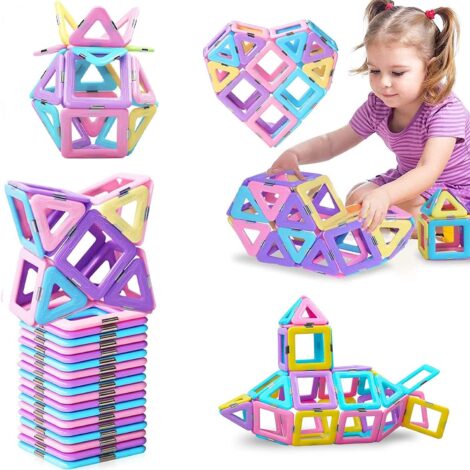 38 Magnetic Building Blocks: Educational Magnet Tiles for Kids, Christmas Birthday Gifts, Ages 3-6.