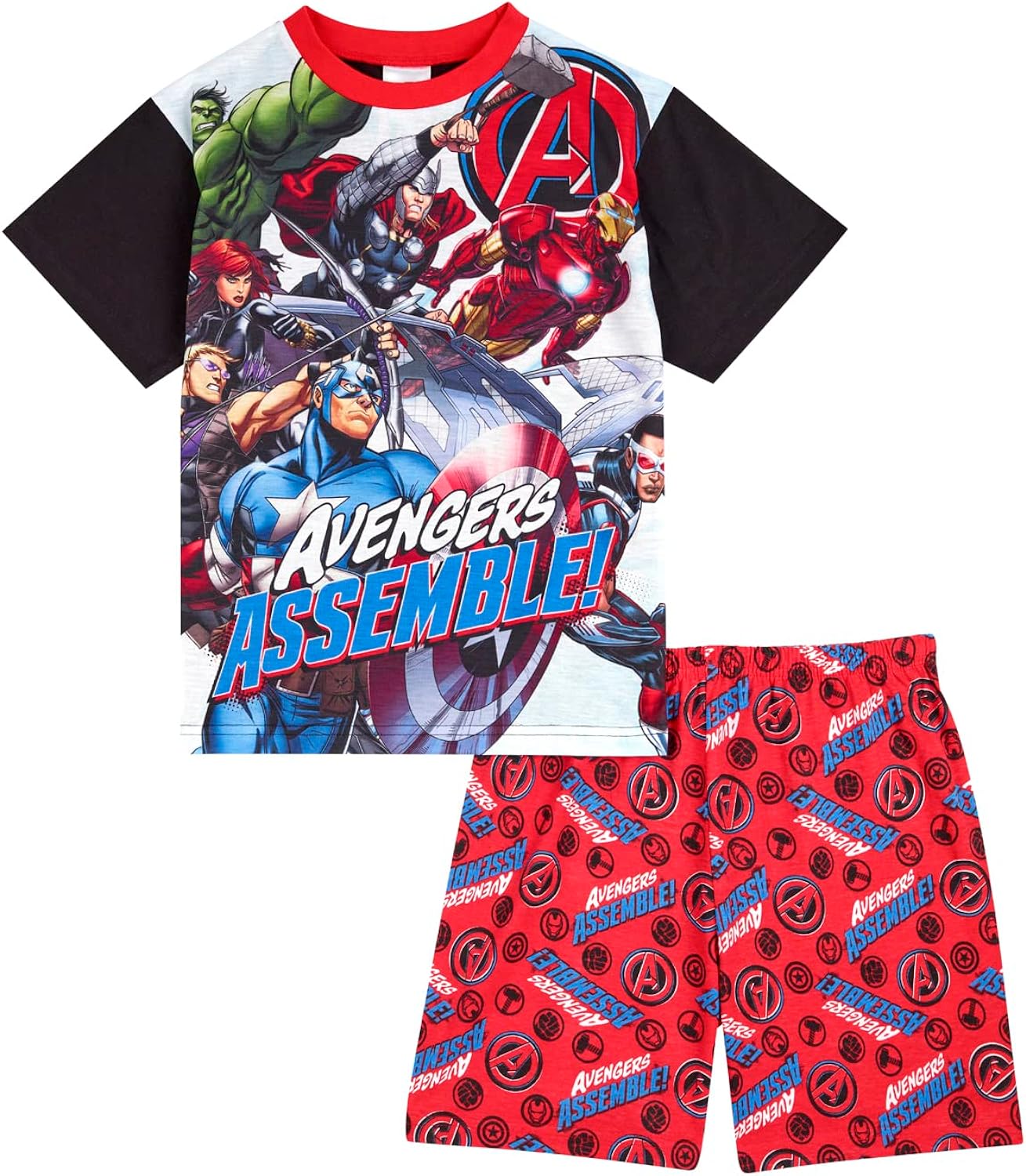 Marvel Avengers Boys Pyjamas Short Pjs Set Ages 4 to 12 Years Old, Official Merchandise for Kids