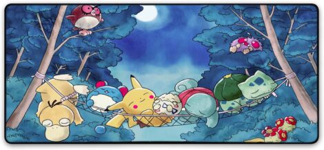 Poke Starters Hammock Gaming Mouse Pad – XXL PC Desk Mat – Japan Anime Art Extended (70cm*30cm)