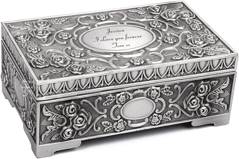 howson london Personalised Mothers Day Jewellery Box for Women Engraved Trinket Box for Girls Vintage Jewelry Case Gift for Wedding Birthday Anniversary Mothers Day Christmas