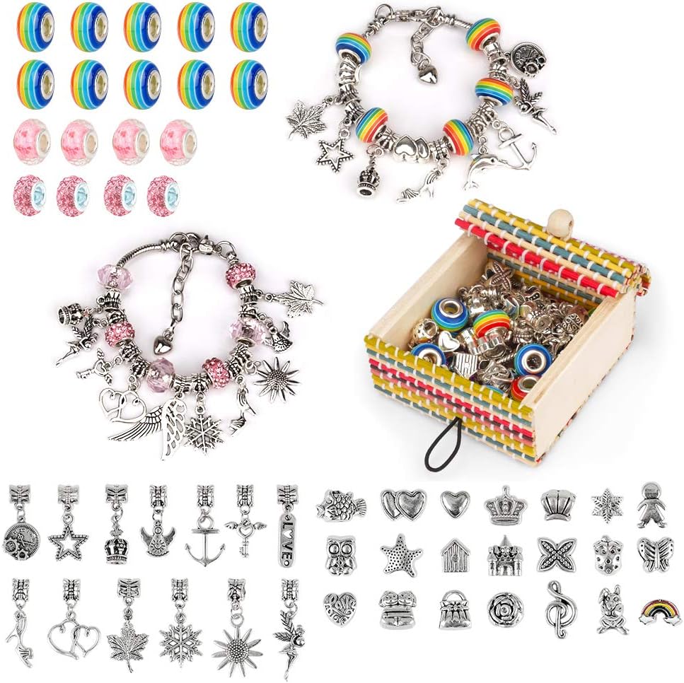 Girls Gifts Age 7 8 9 10 11 12, Toys for Teenage Girls Kids Birthday Presents DIY Unicorn Charm Jewellery Gifts for 7 8 9 10 11 Year Olds Girls Bracelets Making Sets Toys for Kids Age 9 10 11 12 13