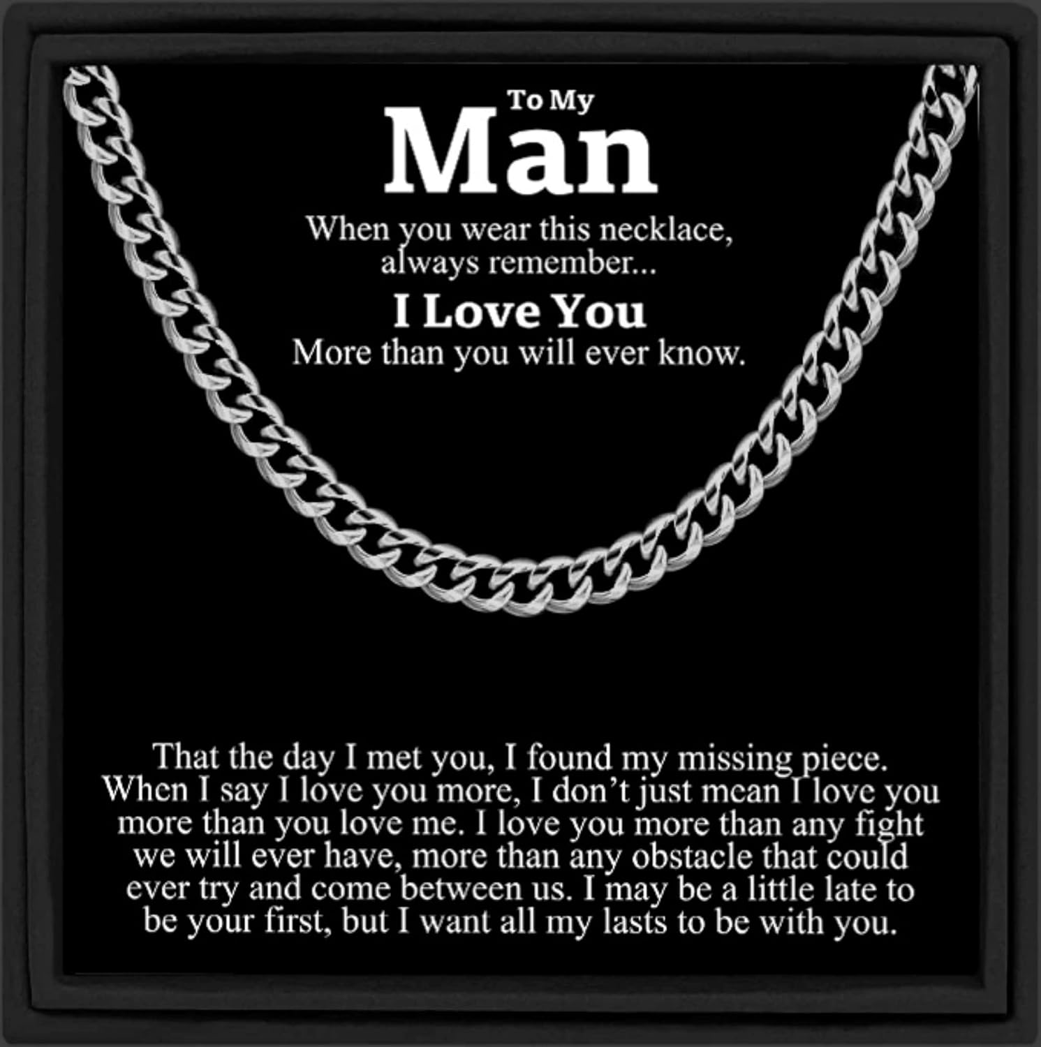 Gift for My Man Necklace Gift For Boyfriend Cuban Chain Necklace for Him Gift For Him Gift From Girlfriend Birthday Gift For Husband Christmas Gift