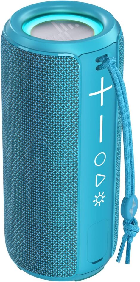 LENRUE Bluetooth Speaker – Portable, Waterproof Outdoor Speaker with Lights, HiFi Sound, 24H Playtime, Green
