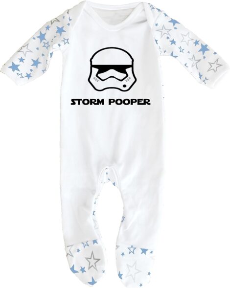 Storm Pooper’ Star Wars Baby Sleepsuit: UK Designed & Printed with 100% Cotton