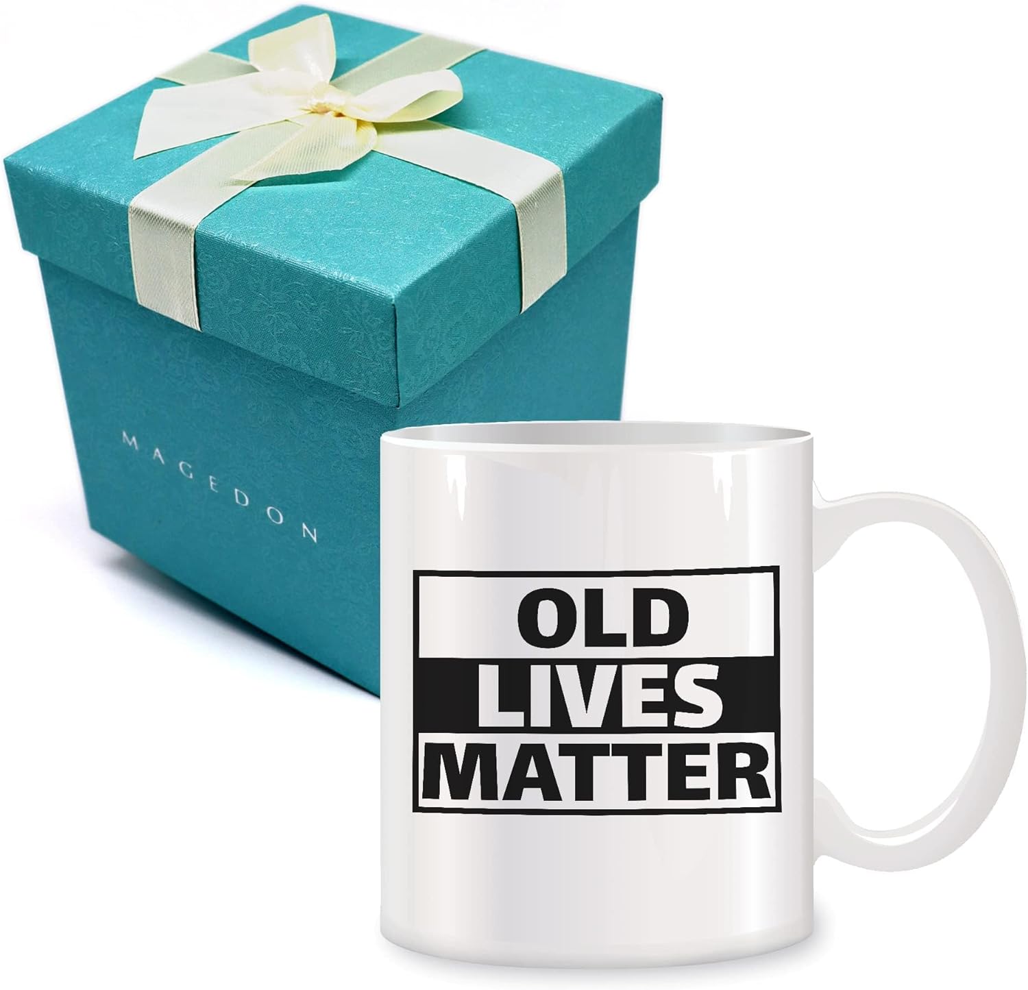 MAGEDON Old Lives Matter Ceramic Coffee Mugs for Men Women 11 oz - 50th 60th 70th Birthday Gift, Christmas Gifts, Birthday Gifts for Dad, Mum, Grandad, Grandma