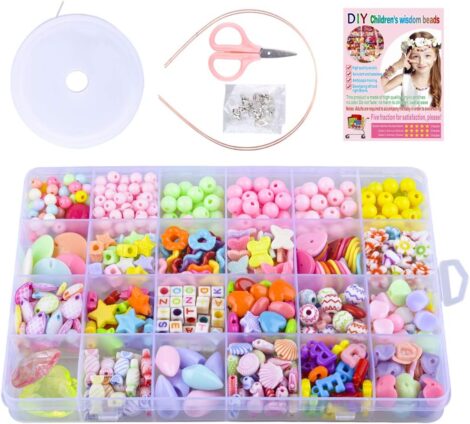 SUNNYPIG Bracelet Making Kits: Fun DIY Bead Set for Girls Age 4-9 Birthday Gift.