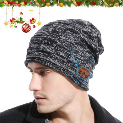 JYPS Wireless Bluetooth Beanie Hat: Knitted Headset with Stereo Speakers for Men and Teens.