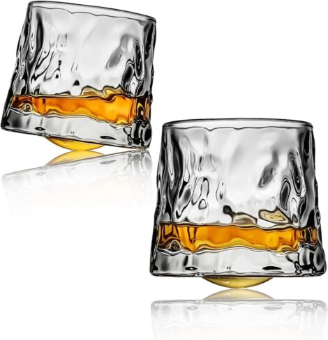 2 DAWNTREES Whiskey Glasses: Personalized, Stylish Design, Perfect for Scotch, Bourbon, Cocktails – Ideal Gift for Men