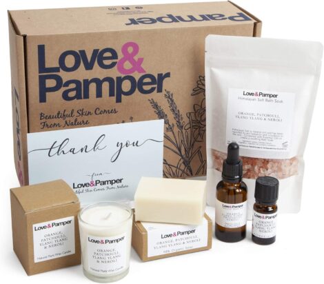 Eco-Friendly Aromatherapy Gift Set with Calming Oils, Bath Salt, Candle, and Soap for Women.