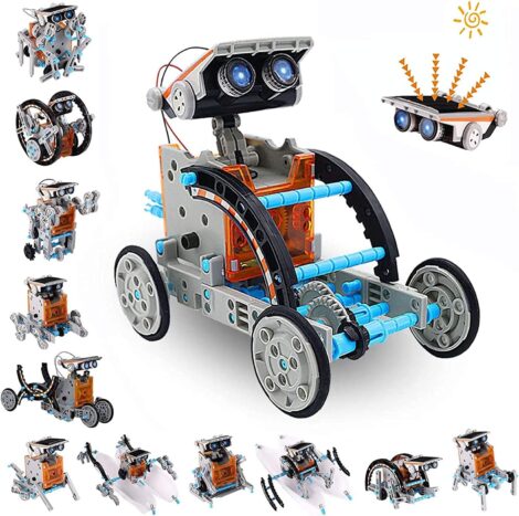 ACELIFE Solar Robot Toy: 12-in-1 STEM Science Kit for Kids, DIY Construction Set, Solar Powered-Grey.