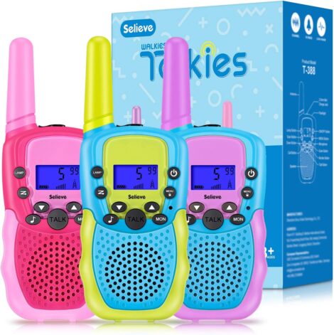 Selieve Kids Walkie Talkies – Outdoor Toys for 3-12 Year Olds, 3 Pack