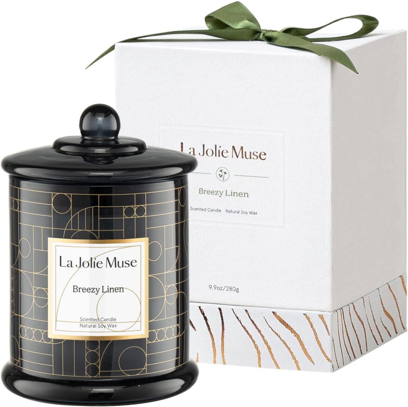 La Jolíe Muse Scented Candles Breezy Linen Natural Soy Wax Candles Candles Gifts for Women, Large Luxury Jar Candle Gift for Her 70 Hours Long Burning 280g