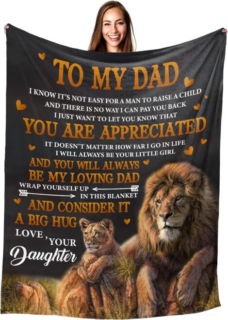 Dad Birthday Gifts Blanket – 127x152cm Soft Throw, Best Present from Daughter/Son