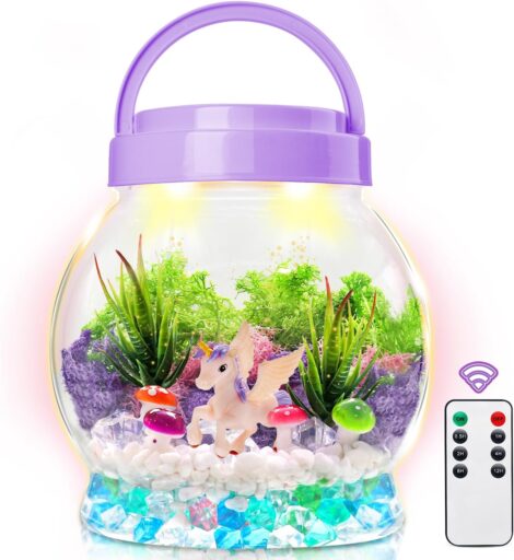 Unicorn Night Light Terrarium Kit: DIY Plant Garden & Toys for Kids, Unicorn Gifts for Girls.