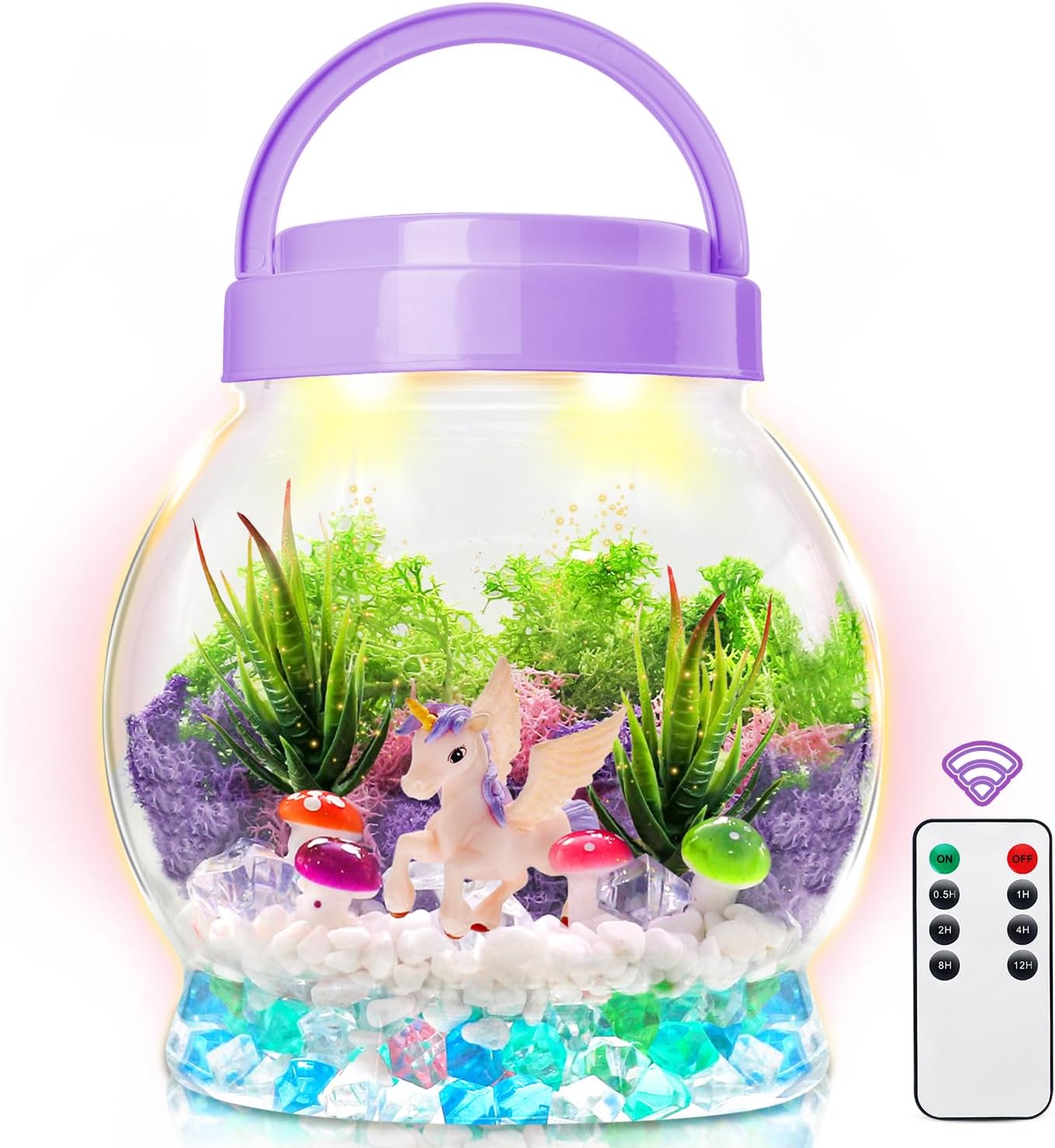 SLDALES DIY Unicorn Night Light, Terrarium Kit with Plant Garden Unicorn Toys for 3 4 5 6 7 8+ Years Old Kids, Unicorn Gifts for Girls