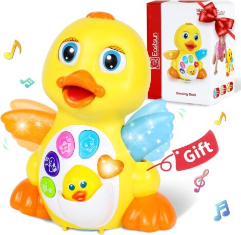6-in-1 Baby Toy for 1-Year-Olds: Light-up, Music, Singing, Dancing, Crawling, Walking Interactive Yellow Duck.