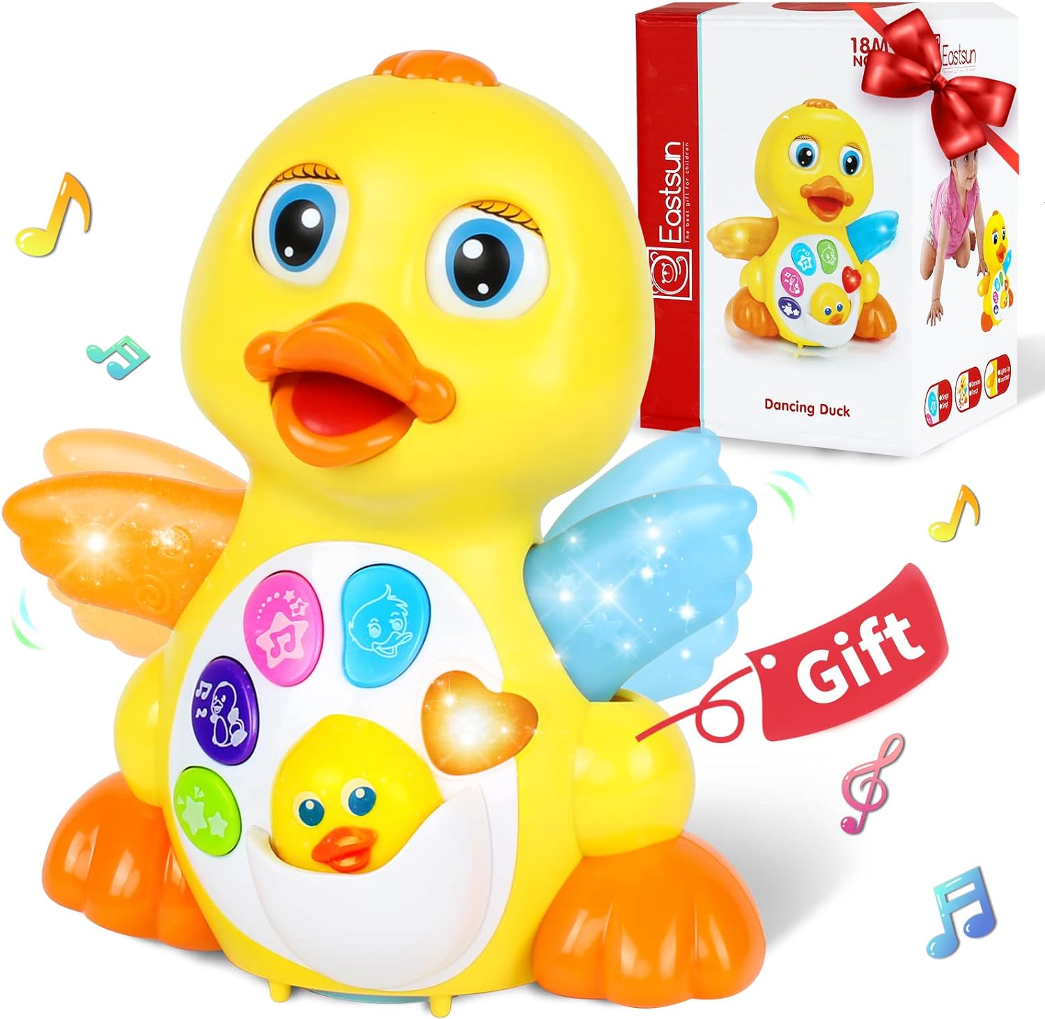 6 in 1 Baby Toys 1 Year Old Girls Boy Gifts,6 Months Plus,Light Up Music Singing Dancing Crawling Walking Interactive Yellow Duck Toy 6 12 18 months,1 year old girl baby Toddlers gifts,1st birthday