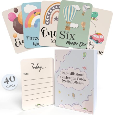 40 Baby Milestone Cards – Baby Shower & New Baby Gift – Unisex Baby Cards & Keepsake