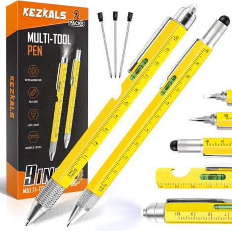 KEZKALS 2pack-9 in 1 Multi Tool Pen Set: Men’s Gifts, Gadgets & Stocking Fillers for Christmas.