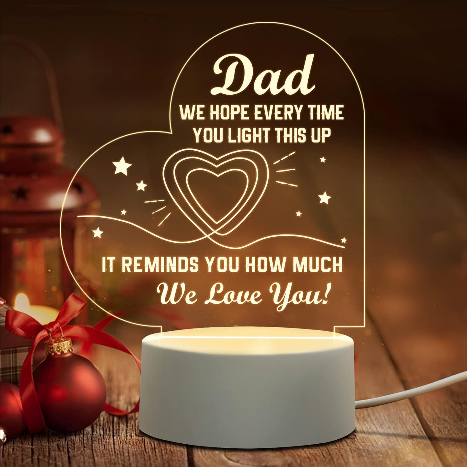 Niyewsor Dad Gifts, Acrylic Night Light Gifts for Dad, Dad Birthday Gifts from Daughter Son, Presents for Dad, Father's Day Gift for Dad Daddy