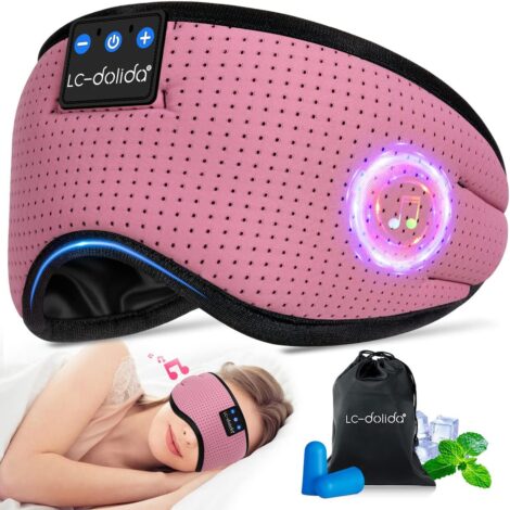 LC-dolida Side Sleeper Mask: Comfortable Eye Covers with HD Speakers, Ideal for Travel/Rest