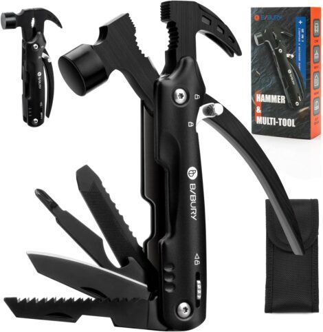 BIBURY Mini Hammer Multitool: Unique Outdoor Accessory Gift for Men, Perfect for Hiking and DIY.